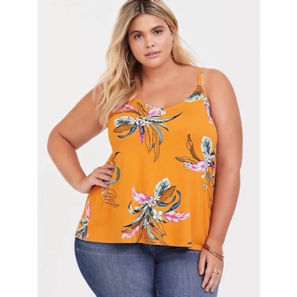 Torrid Super Soft Yellow Floral Swing Tank